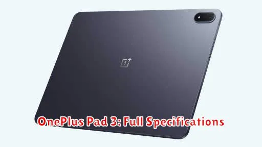 OnePlus Pad 3: Full Specifications